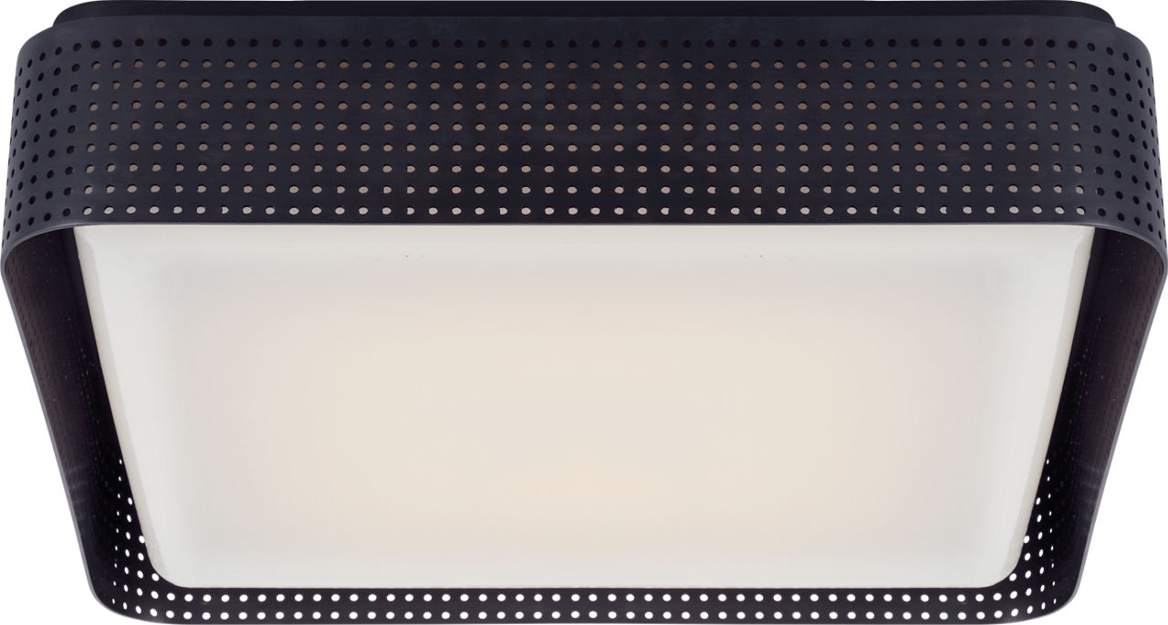 Precision 16" Square Flush Mount in Bronze with White Glass