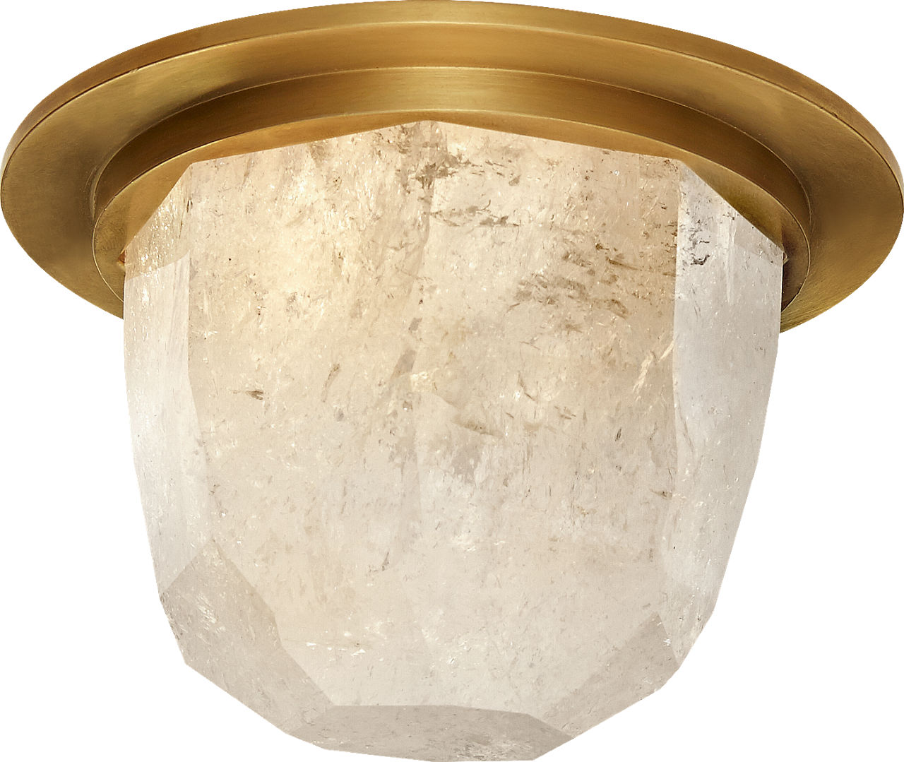 Halcyon 5" Solitaire Flush Mount in Antique-Burnished Brass and Quartz
