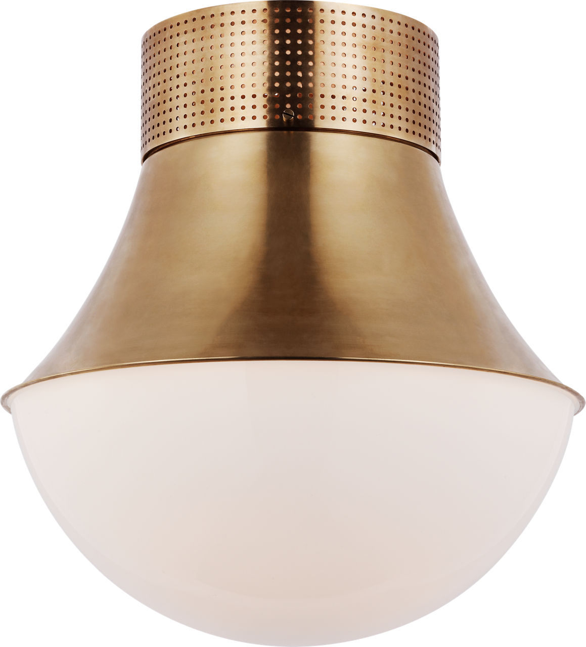 Precision 17" Flush Mount in Antique-Burnished Brass with White Glass