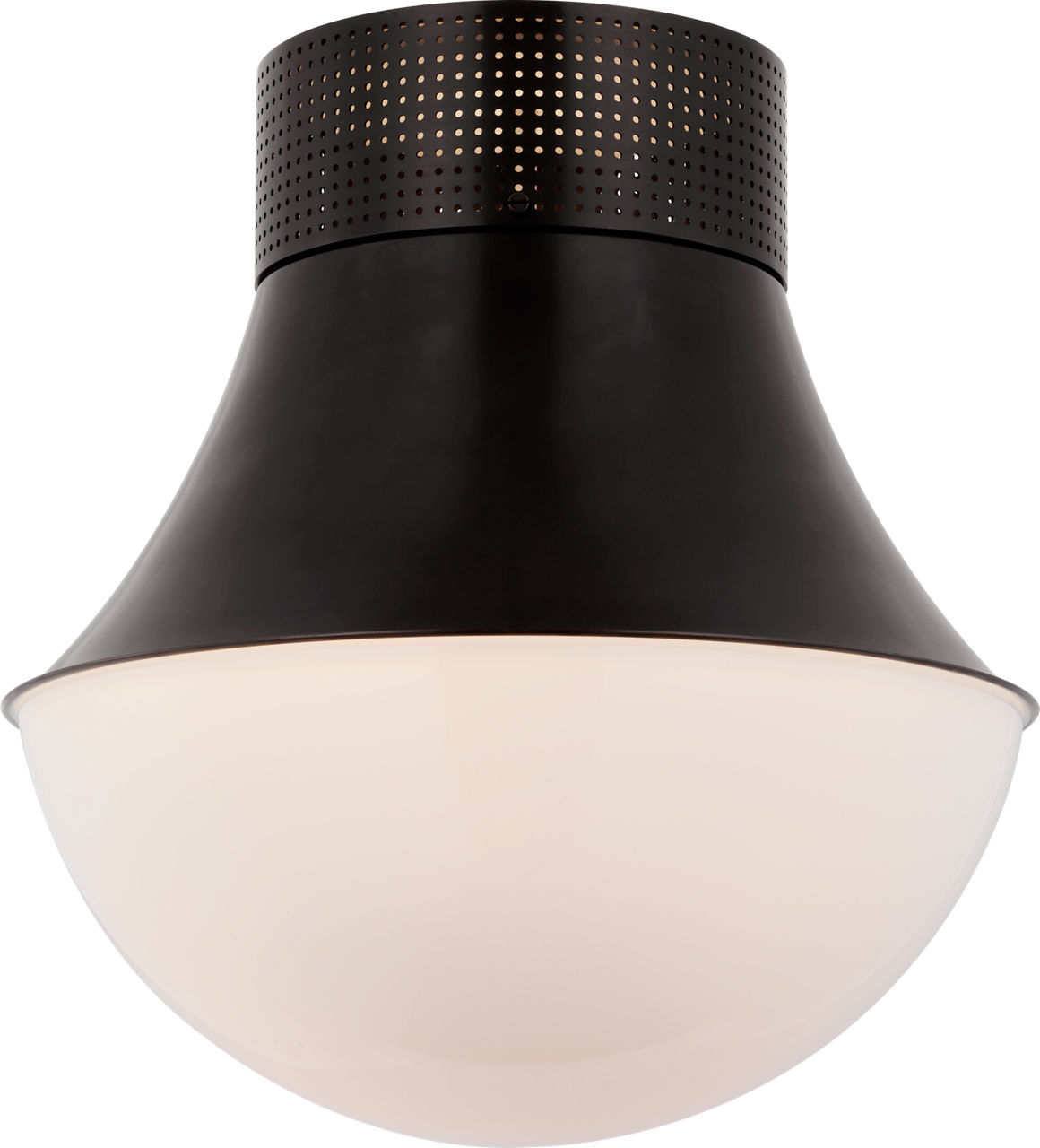 Precision 17" Flush Mount in Bronze with White Glass