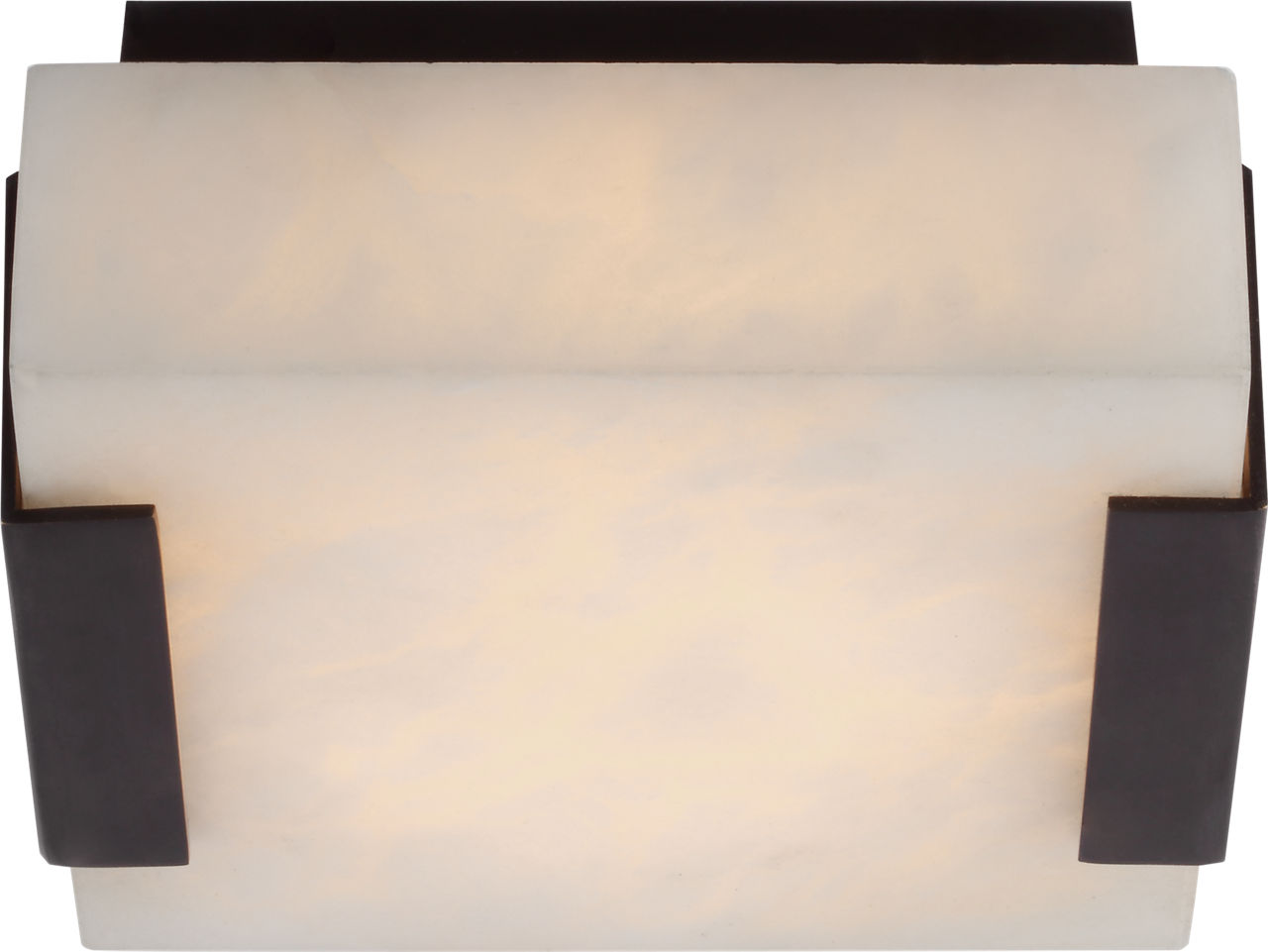 Covet Low Clip Solitaire Flush Mount in Bronze with Alabaster