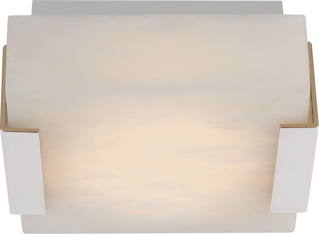 Covet Low Clip Solitaire Flush Mount in Polished Nickel with Alabaster