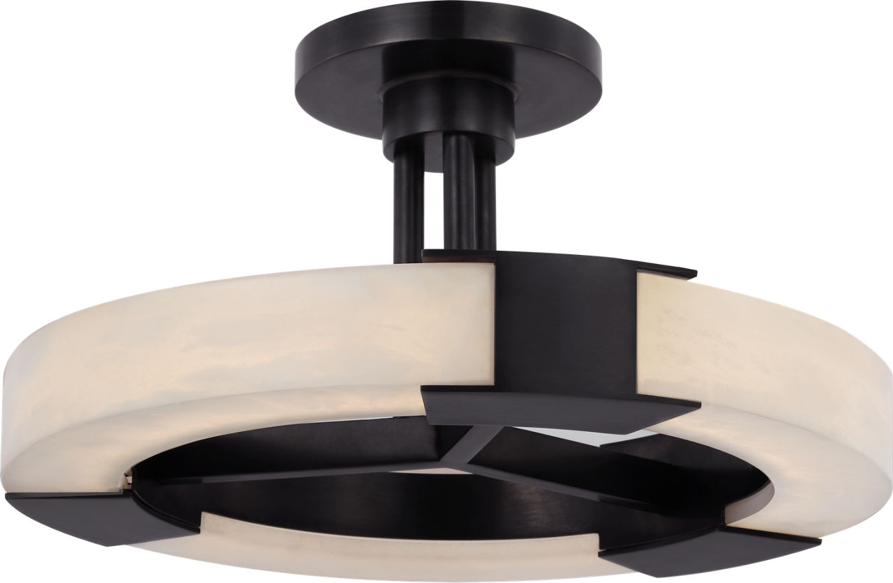 Covet Medium Ring Semi-Flush Mount in Bronze and Alabaster