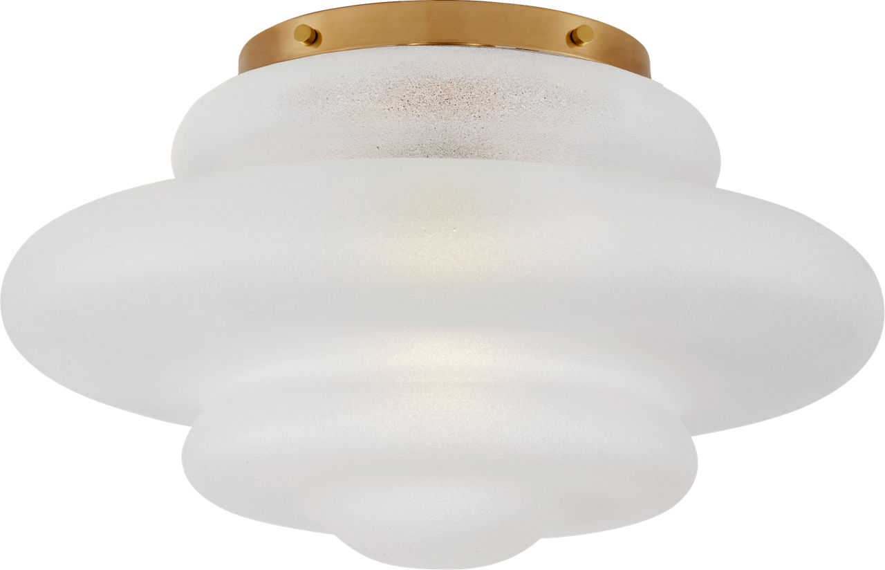 Tableau Medium Flush Mount in Antique-Burnished Brass with Volcanic Glass