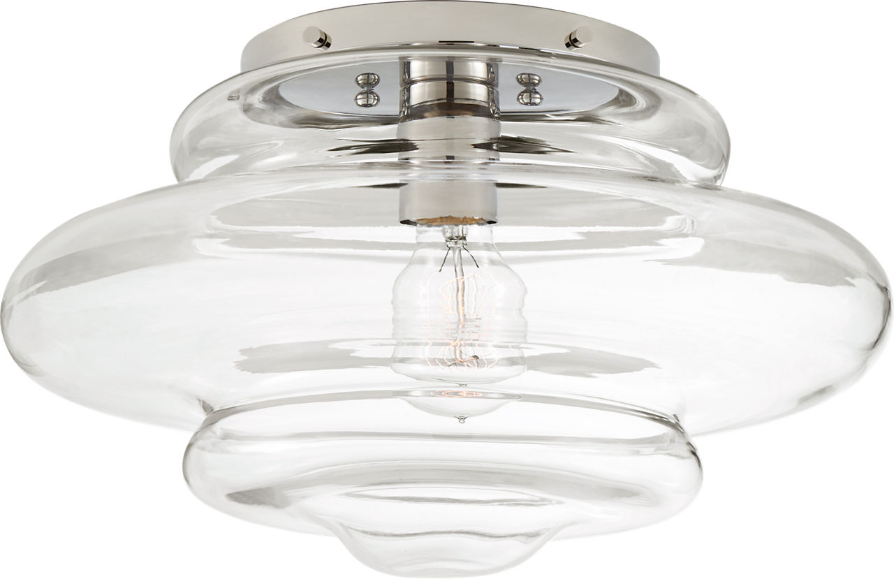 Tableau Medium Flush Mount in Polished Nickel with Clear Glass