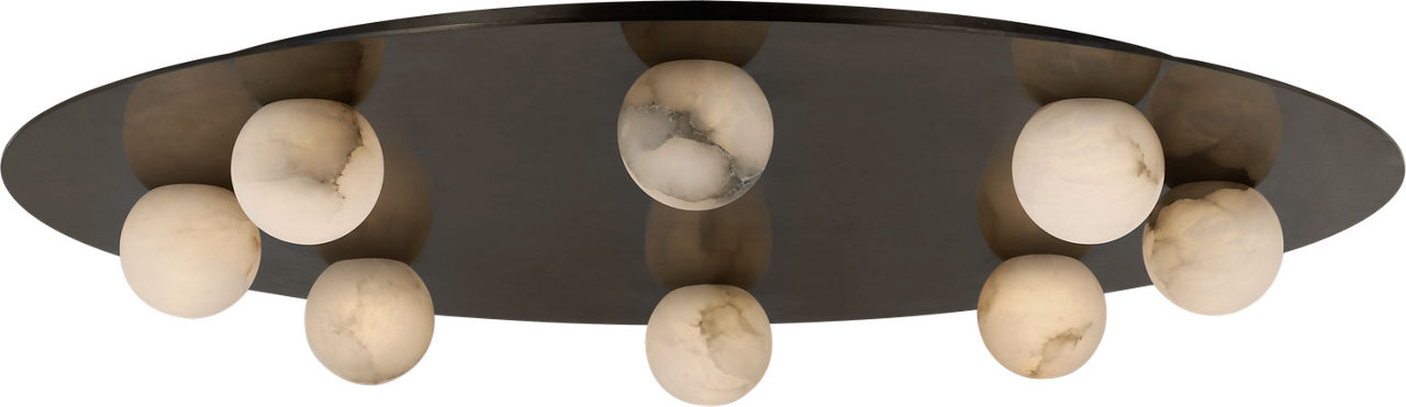 Pertica 30" Eight Light Flush Mount in Mirrored Bronze with Alabaster