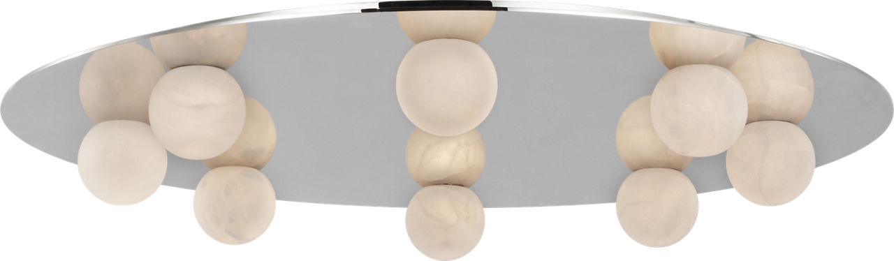 Pertica 30" Eight Light Flush Mount in Polished Nickel with Alabaster