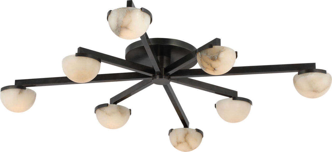 Pedra Large Staggered Arm Flush Mount in Bronze with Alabaster