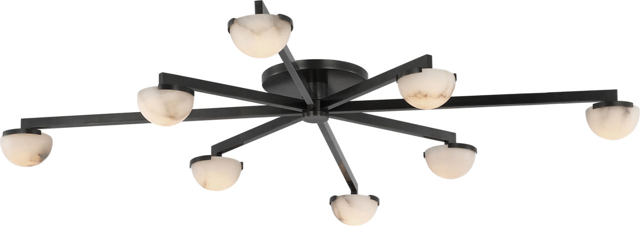 Pedra Extra Large Staggered Arm Flush Mount in Bronze with Alabaster