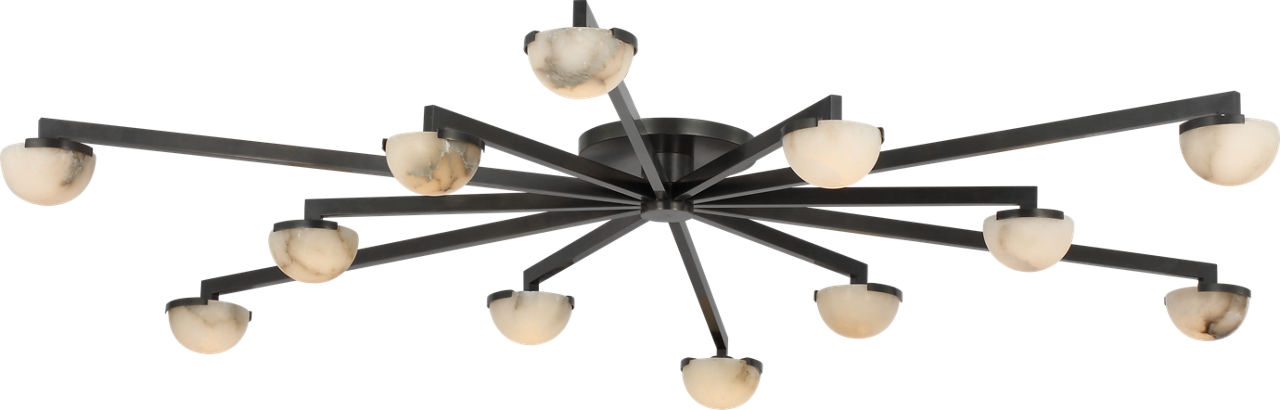 Pedra Grande Staggered Arm Flush Mount in Bronze with Alabaster