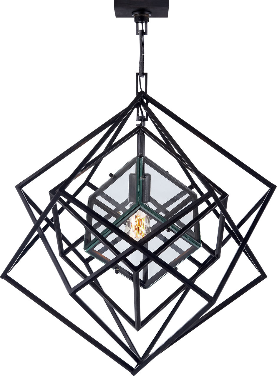 Cubist Small Chandelier in Aged Iron