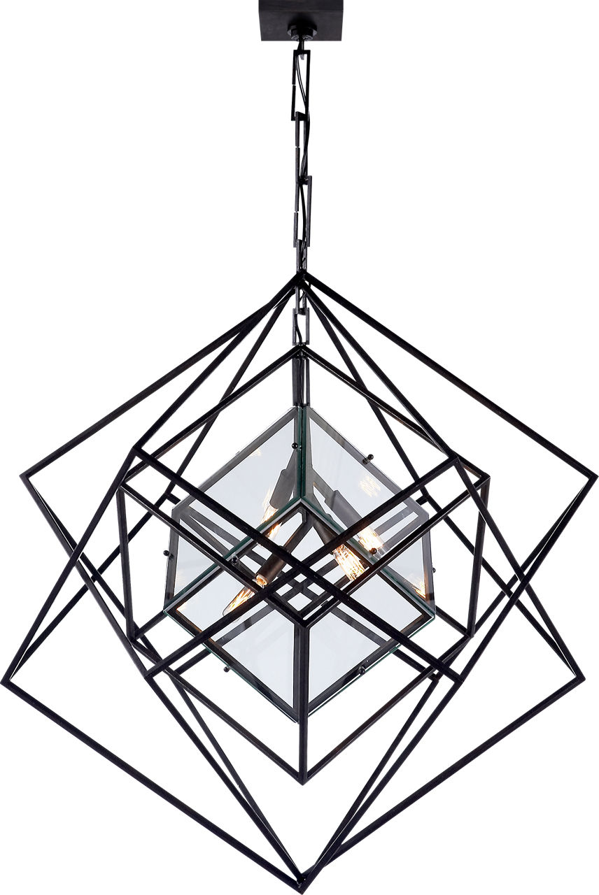 Cubist Medium Chandelier in Aged Iron