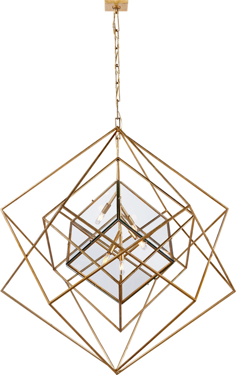 Cubist Large Chandelier in Gild
