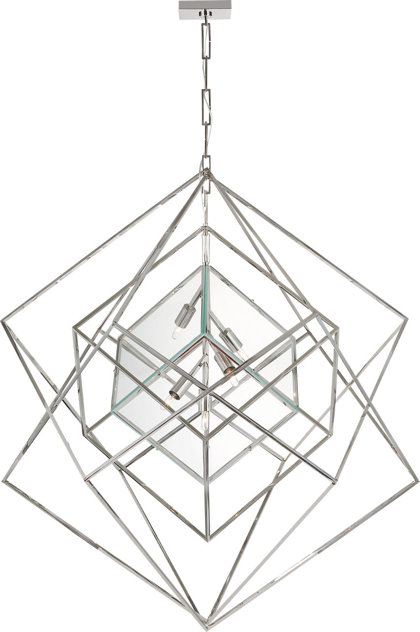 Cubist Large Chandelier in Polished Nickel with Clear Glass