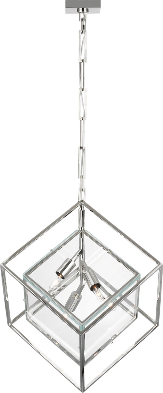 Cubed Large Pendant in Polished Nickel with Clear Glass