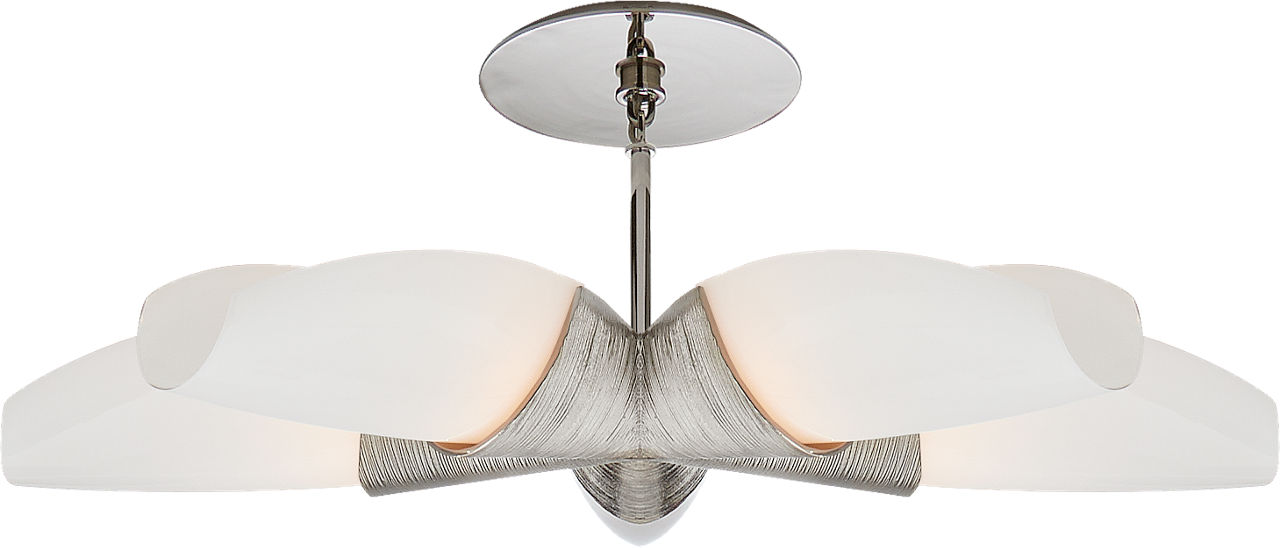 Utopia Medium 5 Arm Chandelier in Polished Nickel with White Glass