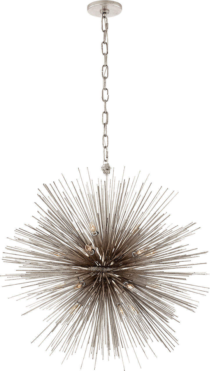Strada Medium Round Chandelier in Burnished Silver Leaf