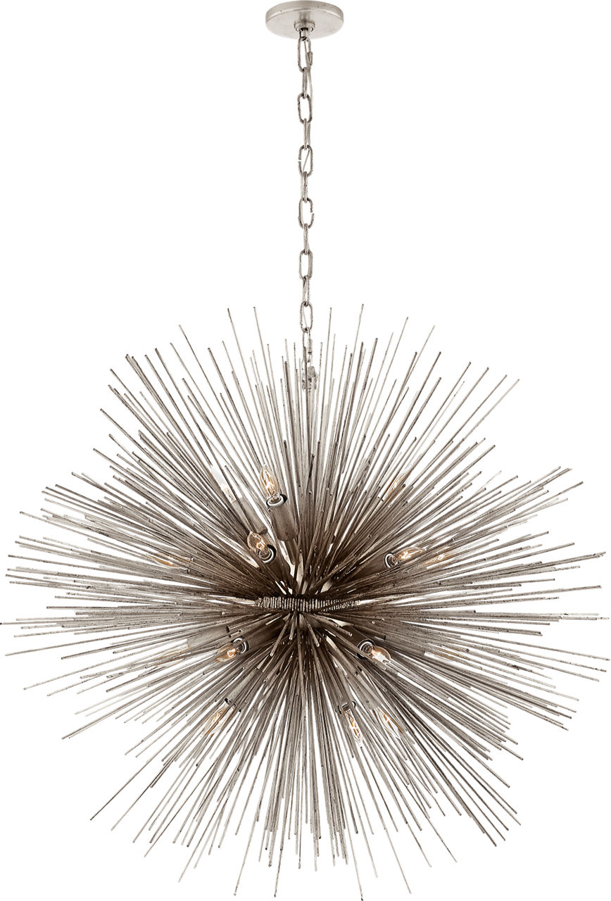Strada Large Round Chandelier in Burnished Silver Leaf