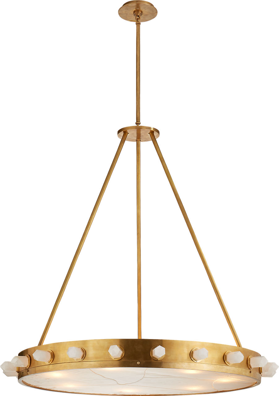 Halcyon Large Chandelier in Antique-Burnished Brass and Quartz