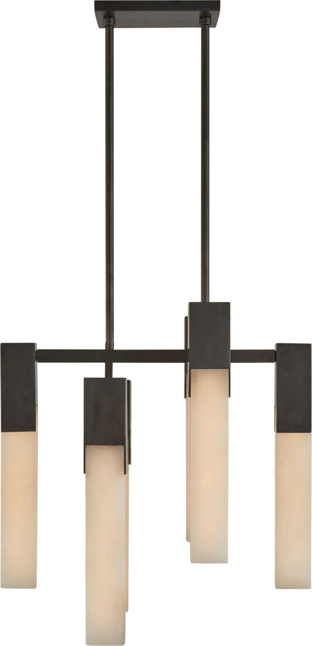 Covet Small Chandelier in Bronze with Alabaster