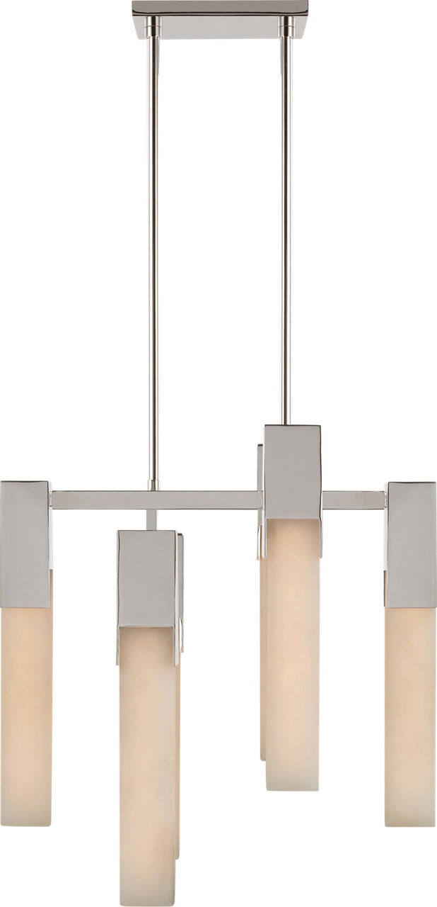 Covet Small Chandelier in Polished Nickel with Alabaster