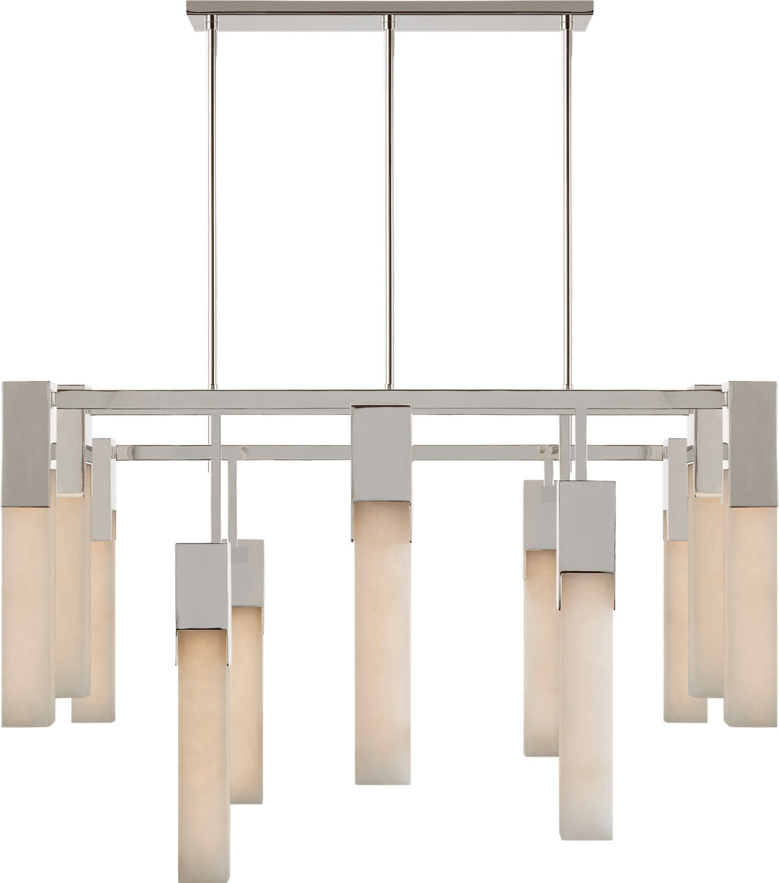 Covet Large Chandelier in Polished Nickel with Alabaster