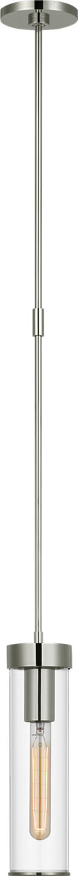 Liaison Short Pendant in Polished Nickel with Clear Glass