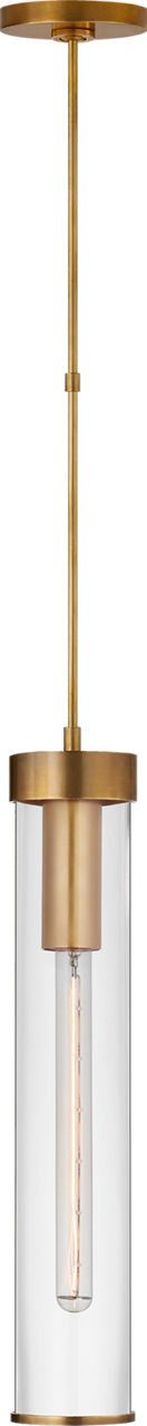 Liaison Long Pendant in Antique-Burnished Brass with Clear Glass
