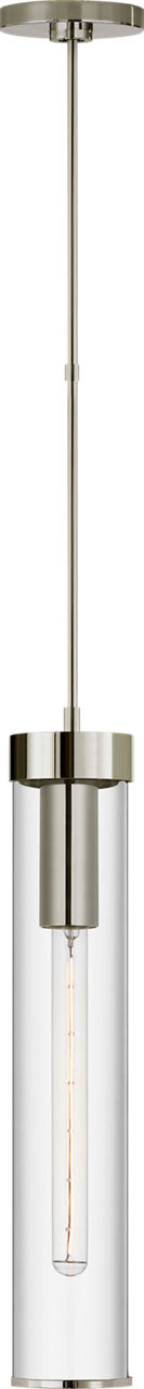 Liaison Long Pendant in Polished Nickel with Clear Glass