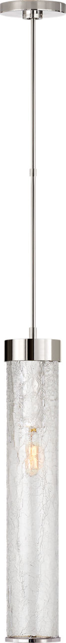 Liaison Long Pendant in Polished Nickel with Crackle Glass