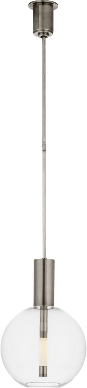 Nye Globe Pendant in Antique Nickel with Clear Glass