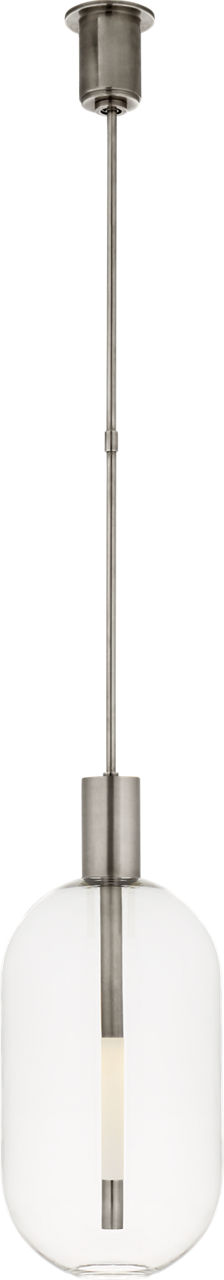 Nye Tall Pendant in Antique Nickel with Clear Glass