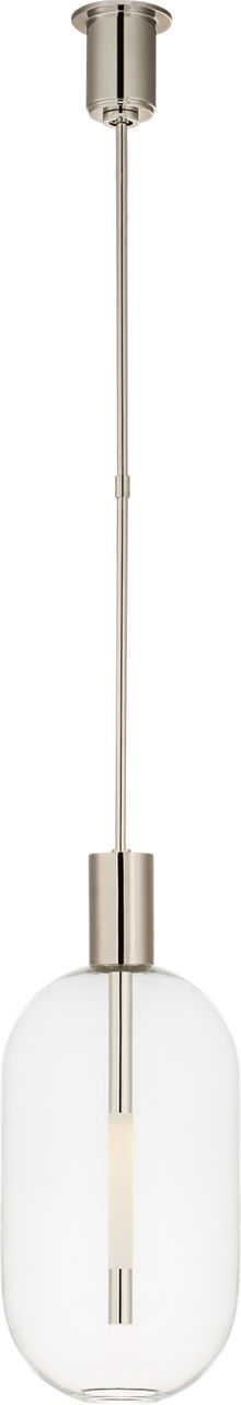 Nye Tall Pendant in Polished Nickel with Clear Glass