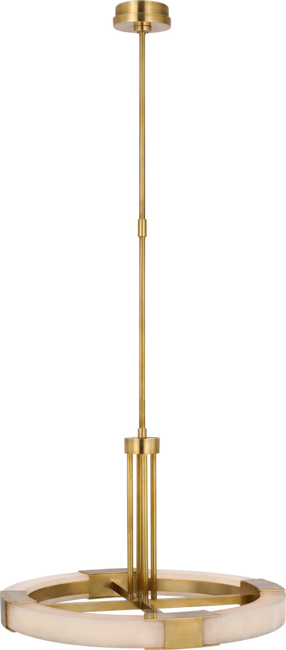 Covet Medium Ring Chandelier in Antique-Burnished Brass and Alabaster