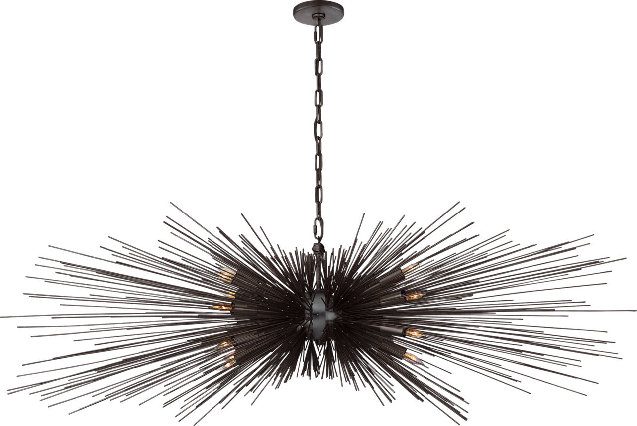 Strada Large Linear Chandelier in Aged Iron