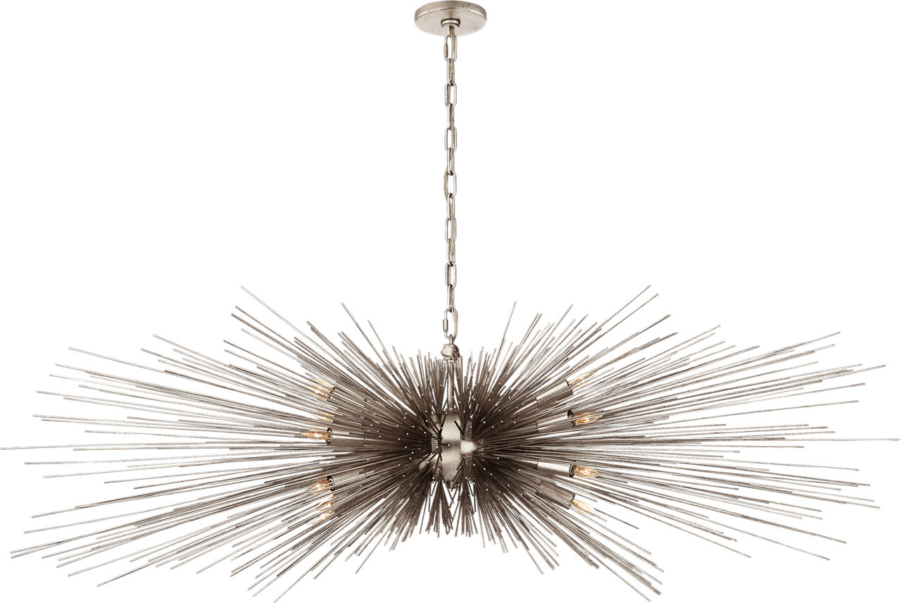 Strada Large Linear Chandelier in Burnished Silver Leaf