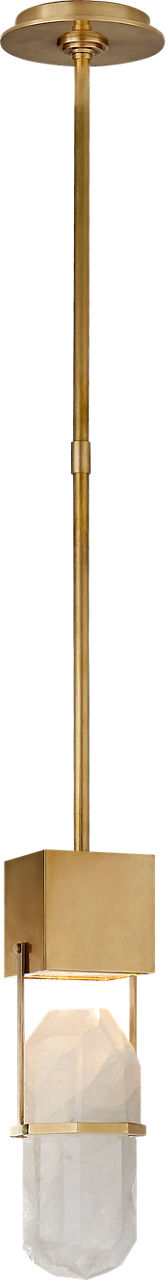 Halcyon Small Pendant in Antique-Burnished Brass and Quartz