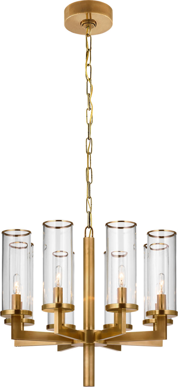 Liaison Single Tier Chandelier in Antique-Burnished Brass with Clear Glass