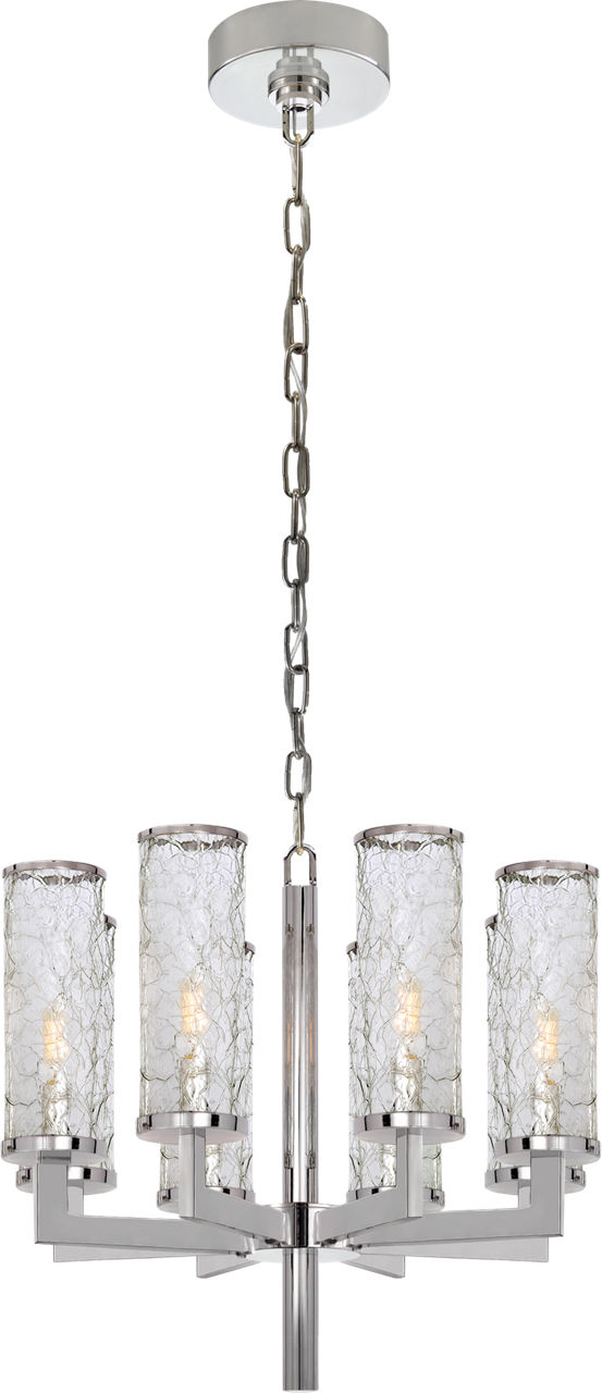 Liaison Single Tier Chandelier in Polished Nickel with Crackle Glass