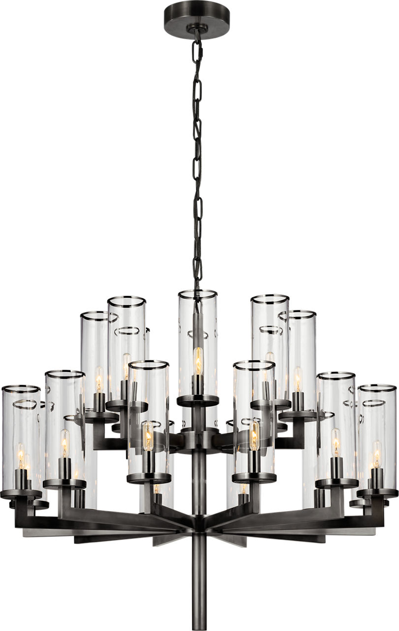 Liaison Double Tier Chandelier in Bronze with Clear Glass