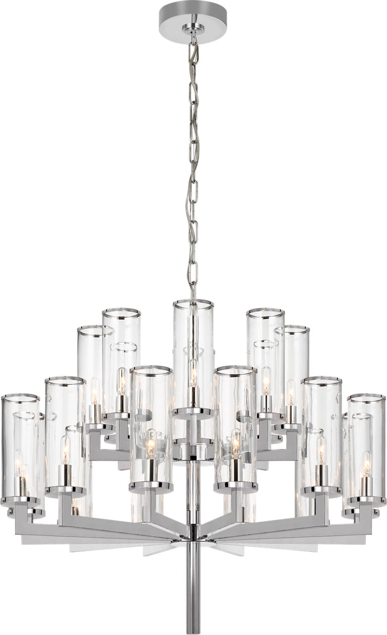 Liaison Double Tier Chandelier in Polished Nickel with Clear Glass
