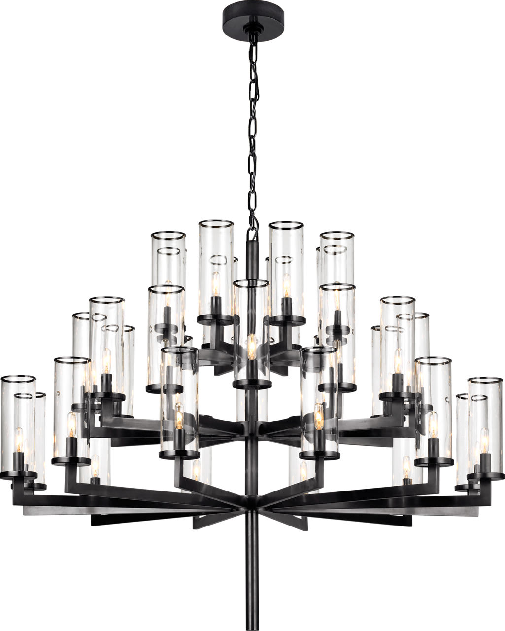 Liaison Triple Tier Chandelier in Bronze with Clear Glass
