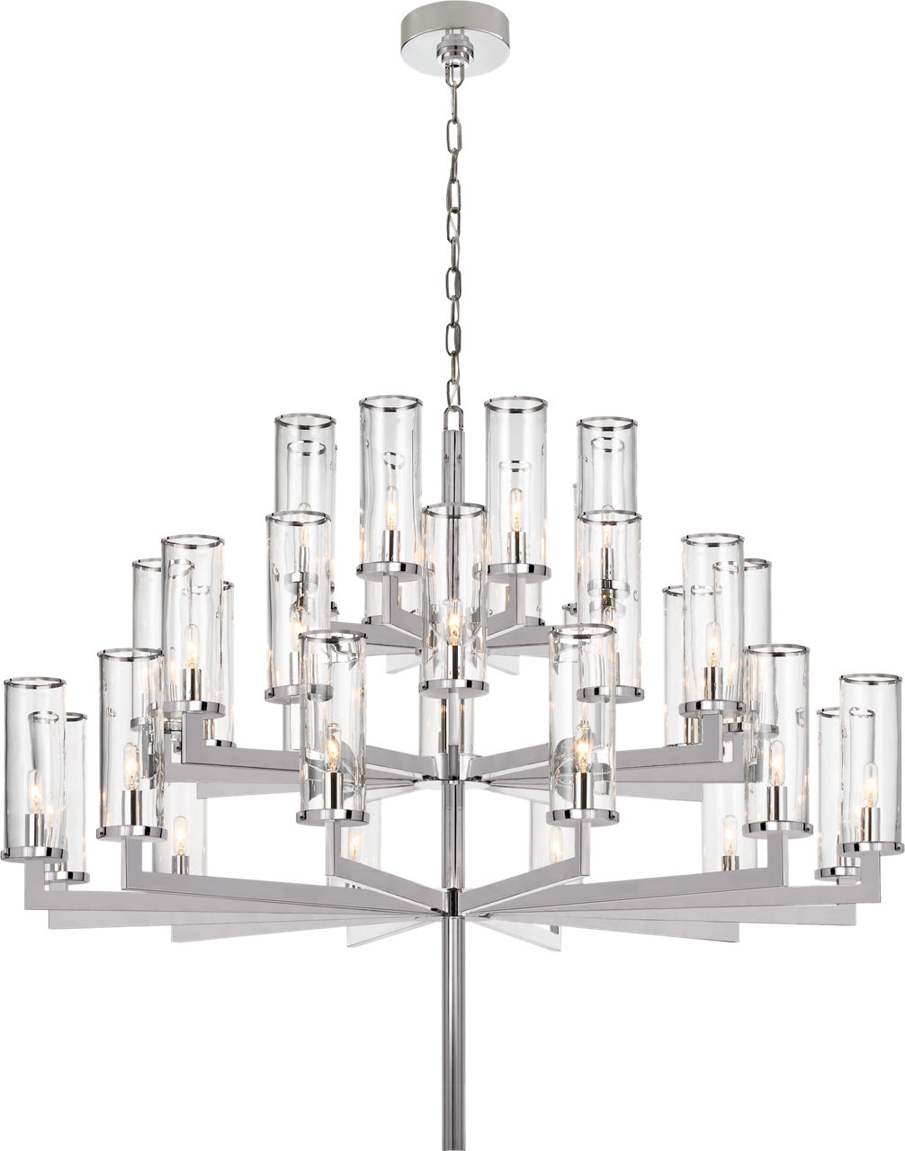 Liaison Triple Tier Chandelier in Polished Nickel with Clear Glass
