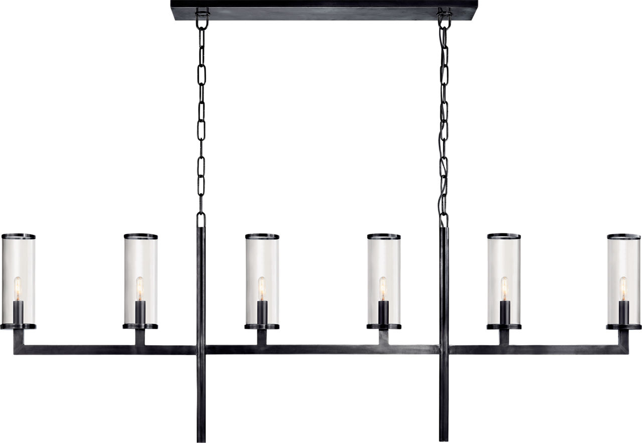 Liaison Large Linear Chandelier in Bronze with Clear Glass
