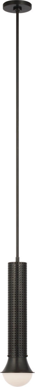 Precision Petite Elongated Pendant in Bronze with White Glass