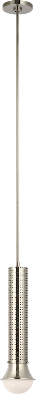 Precision Petite Elongated Pendant in Polished Nickel with White Glass