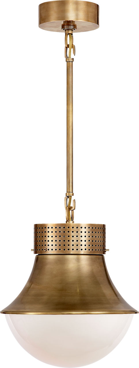 Precision Small Pendant in Antique-Burnished Brass with White Glass