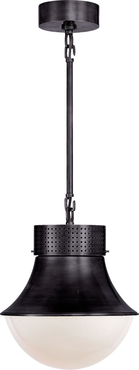 Precision Small Pendant in Bronze with White Glass