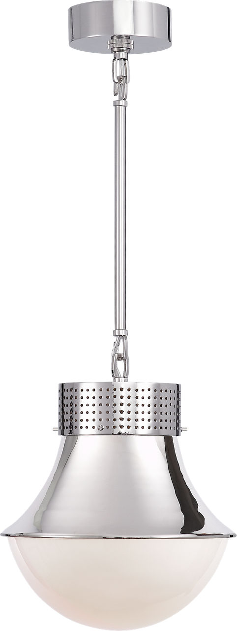 Precision Small Pendant in Polished Nickel with White Glass