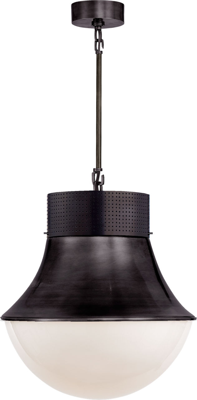 Precision Large Pendant in Bronze with White Glass